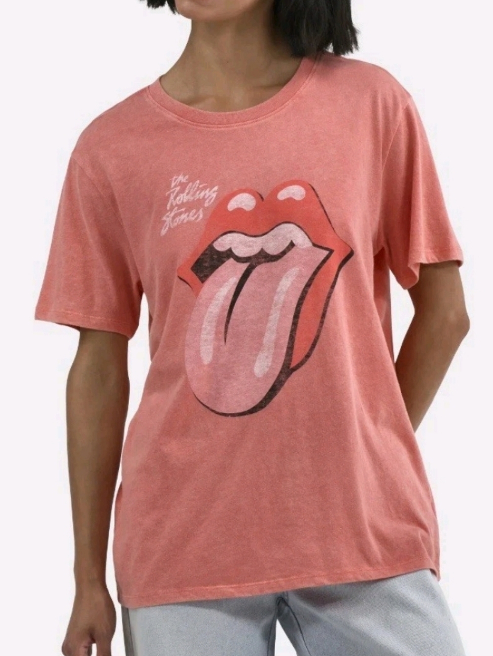TIME AND TRU. The Rolling Stones Pink Band Tee T-Shirt S Small Womens